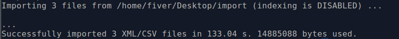 an example of the summary output after an import