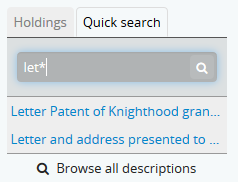 An image of the treeview quick search returning results