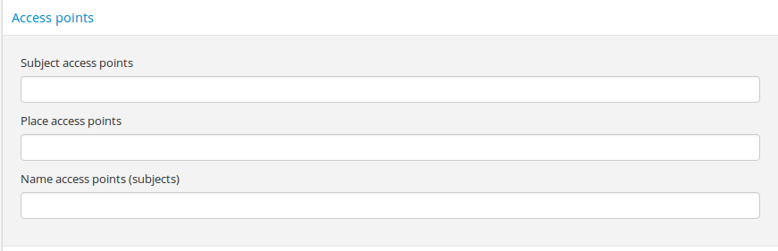 An image of the data entry fields for Access points.