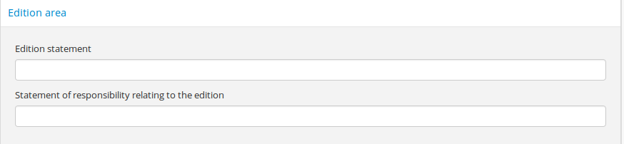 An image of the data entry fields for the Edition area.