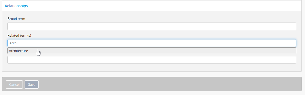 An example of adding a related term to a place term