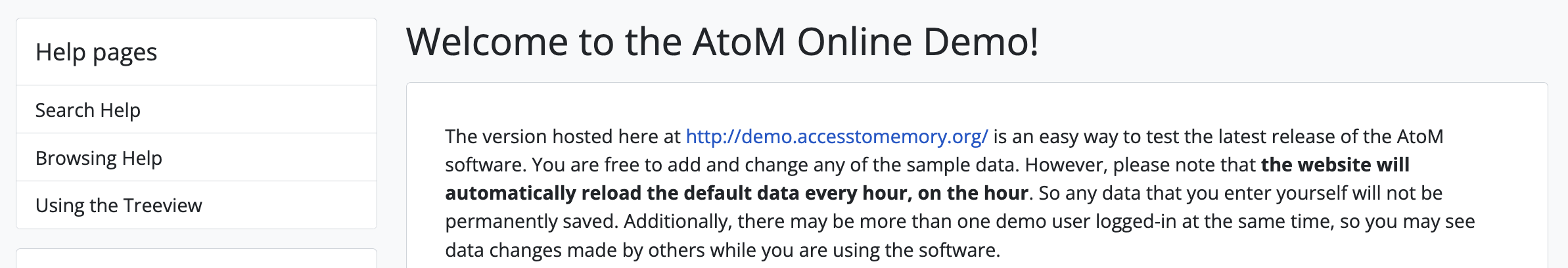 An example of the Static pages menu, shown on a static page
