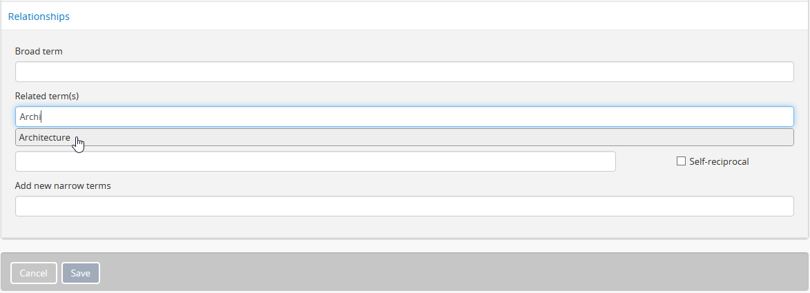 An example of adding a related term to a place term