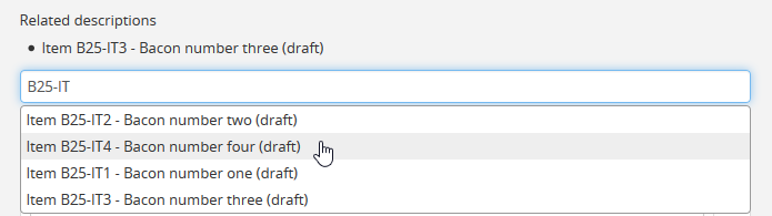 Using the related descriptions field to find a second description