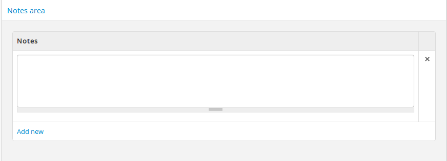 An image of the data entry fields in the Notes area