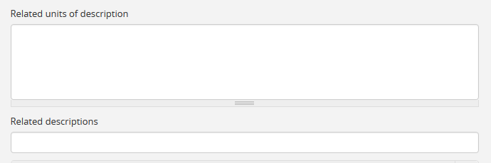 An image of related description field in the ISAD template