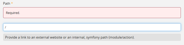 An example of a save warning, and adding a slash to the Path field to resolve it.