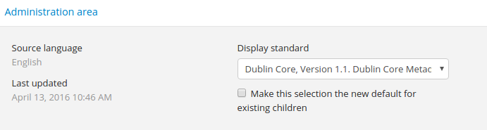 An image of the data entry fields for the Administration area.