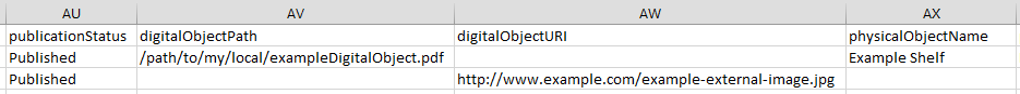 example CSV digitalObject rows