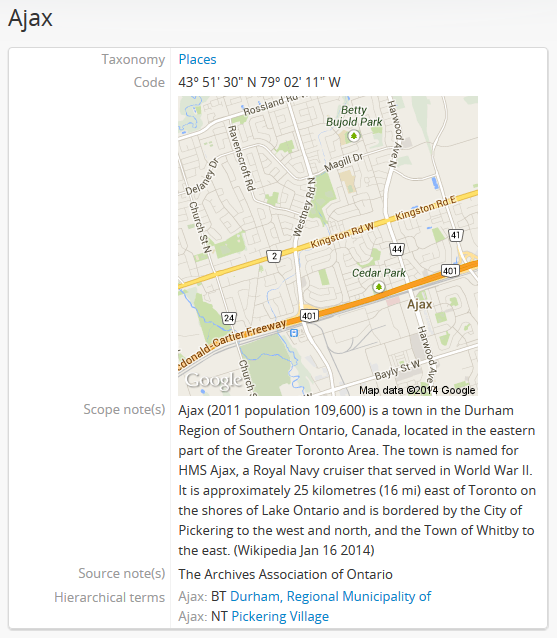 An example of a term from the Places taxonomy