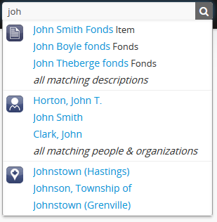 Example of the typeahead in the search box