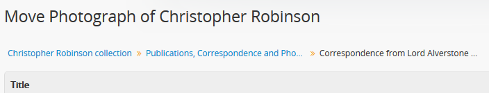 An image of a hierarchy expressed as a breadcrumb in the Move screen