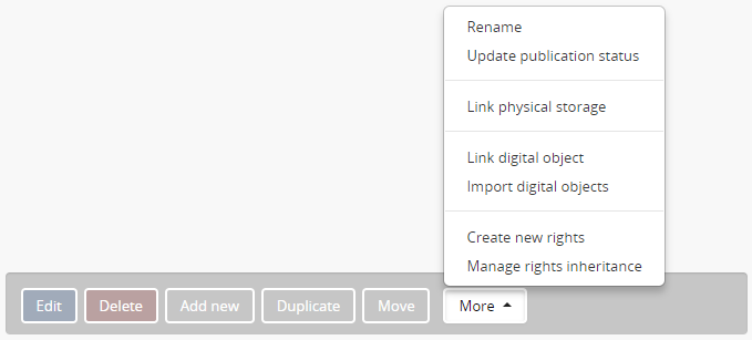 An image of the button block on an archival description