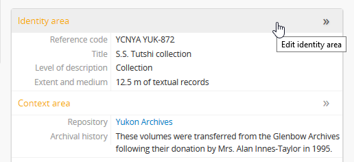 The Identity and Context Areas in an ISAD(G) archival description