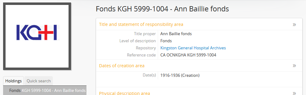 An image of an institution logo on a related archival description