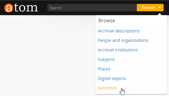 An image of the browse menu, in which a user is selecting Functions