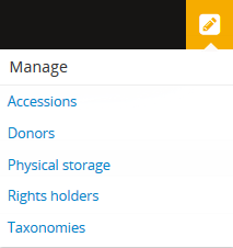 An image of the Manage menu's options