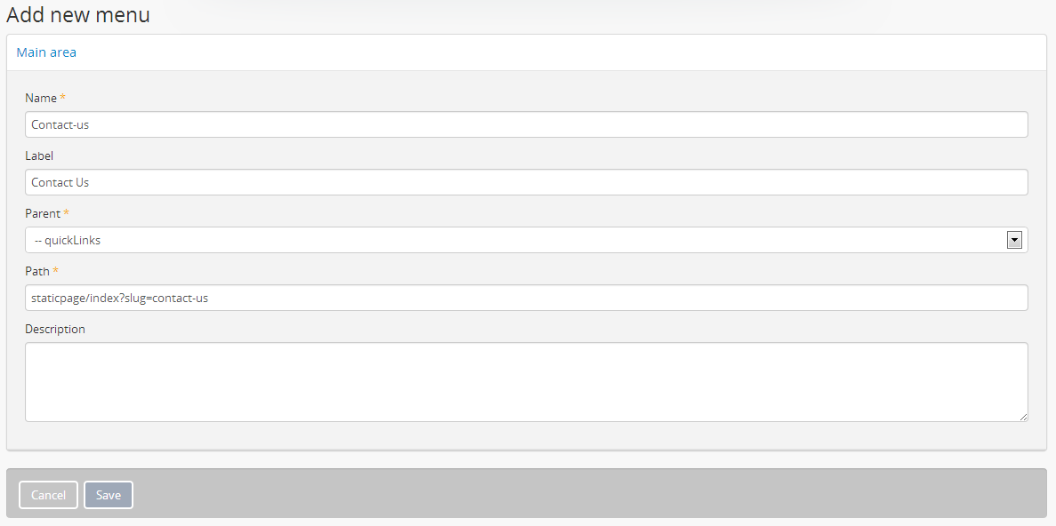 An image of Contact Us menu linked under Quick Links menu