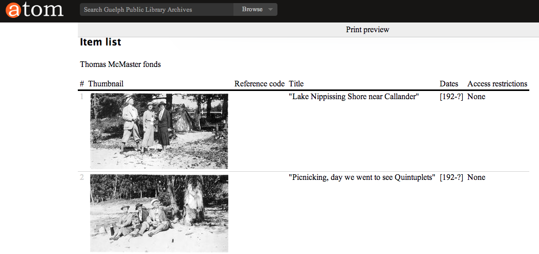 Print preview to the public user.