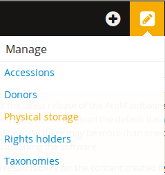 Accessing physical storage in Manage menu