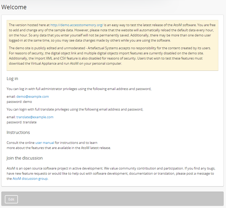 An image of the Home page