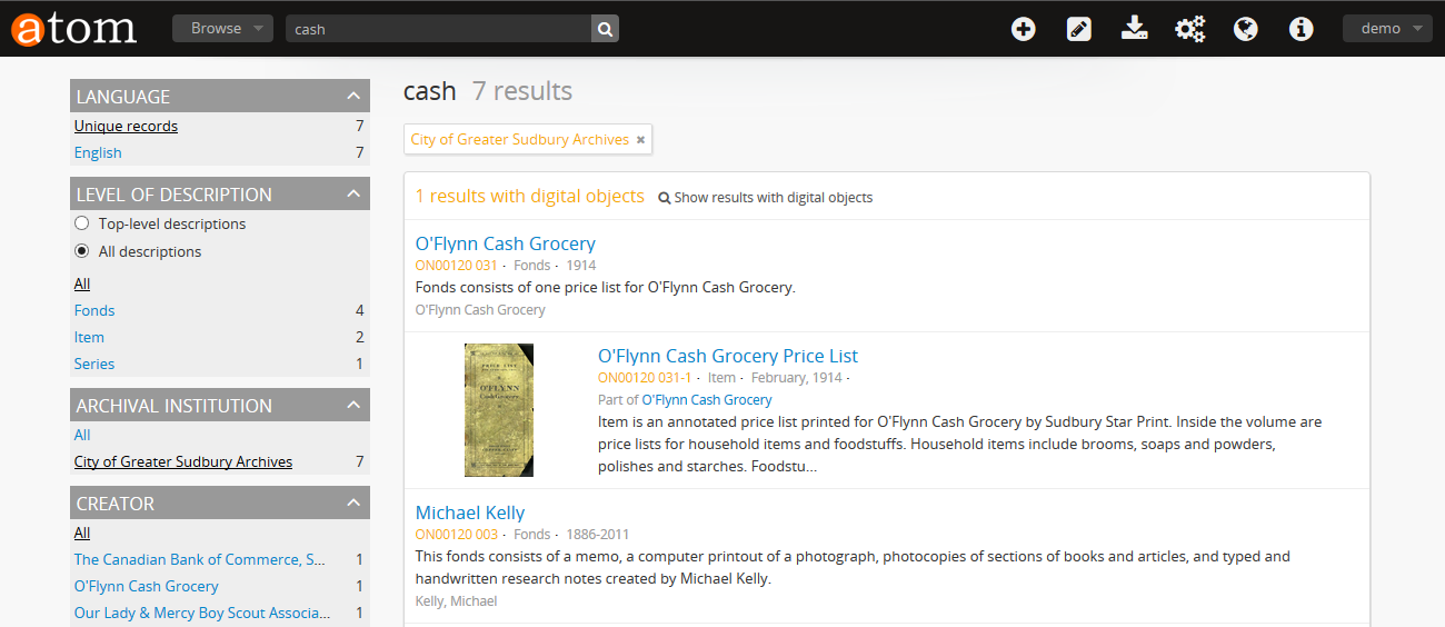 Example of a filter tag on a search results page
