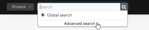 An image of the drop-down beneath the search box