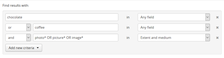 An example query in the AtoM search interface