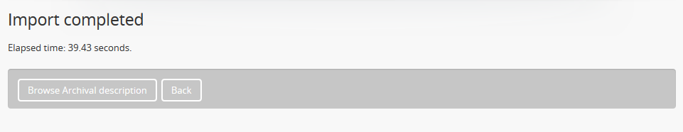 Starting a CSV import in AtoM