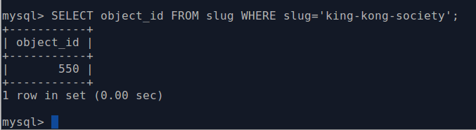 An image of a successful SELECT statement in mysqlCLI