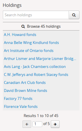 An image of the archival institution holdings list