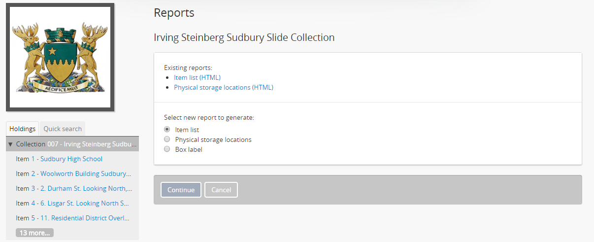 Report configuration page with existing reports showing above