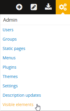 An image of the Visible elements option in the Admin menu
