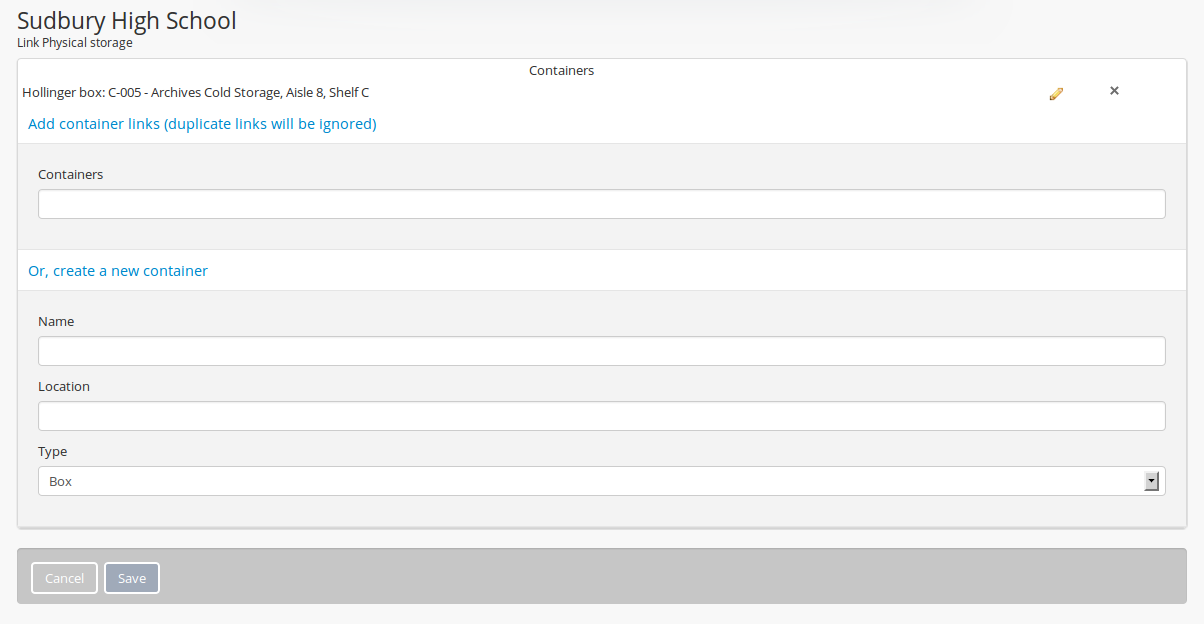 Editing or adding a physical storage link