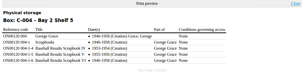 Storage print report