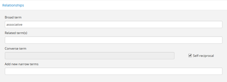 An image of the self-reciprocal checkbox in a Terms edit page