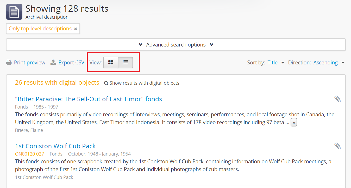 An image of the description view toggle button on the description browse page