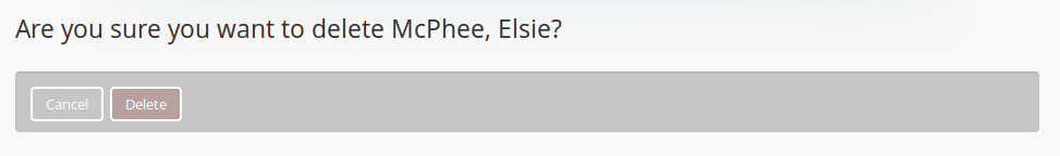An image of the confirmation page for a Donor deletion
