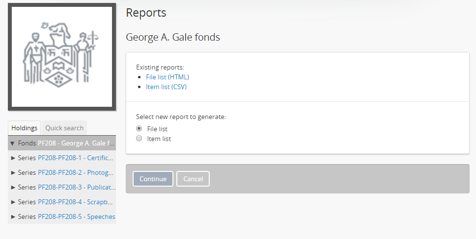 An image of existing reports in the Reports area