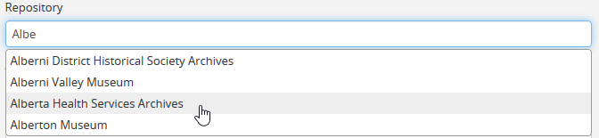 An example of using the autocomplete to link a repository