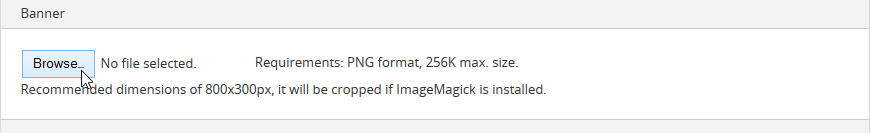 An image of the upload banner area in the edit theme page