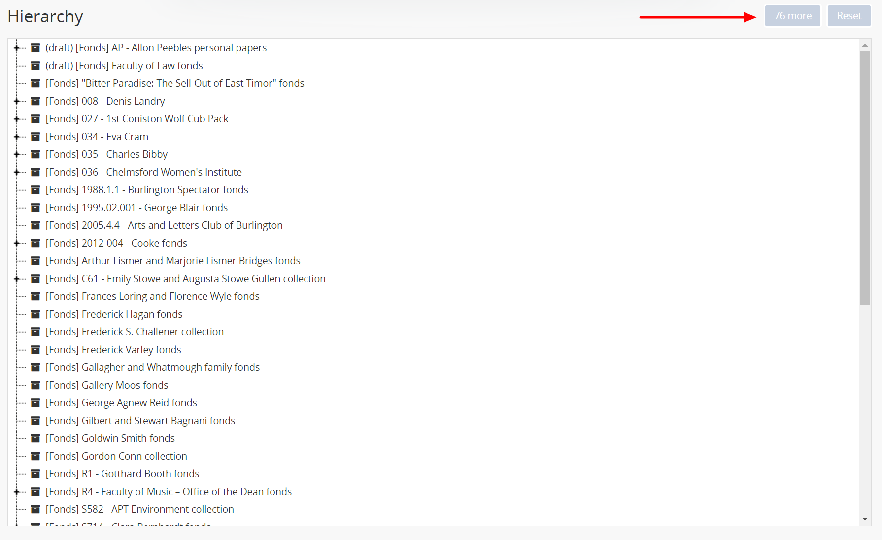 Browse hierarchy page