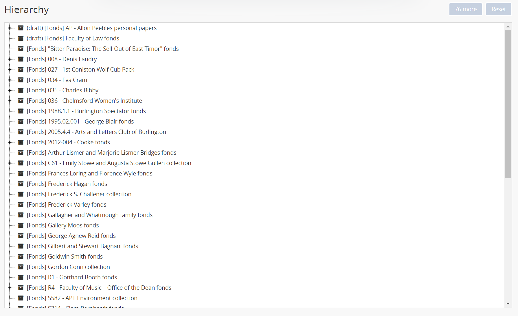 Browse hierarchy page
