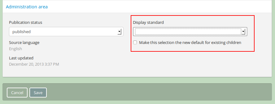 Option to change the display standard while editing an archival description