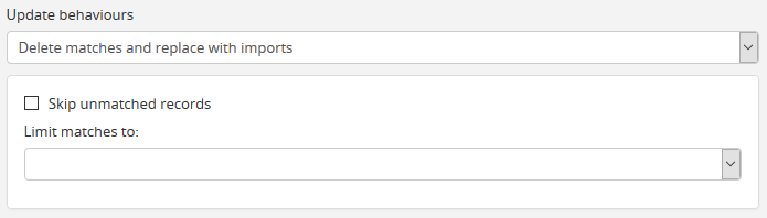 The Match options available on the authority record XML import page when EAC CPF is used and "Delete and replace" is selected
