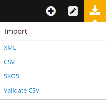 The import menu