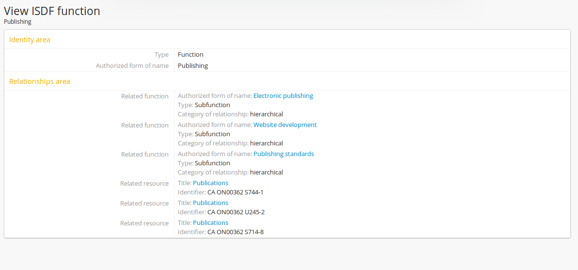 Viewing a function record.