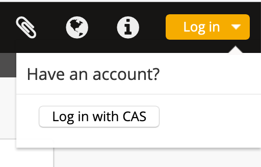 An image of the log in drop-down with a CAS link button