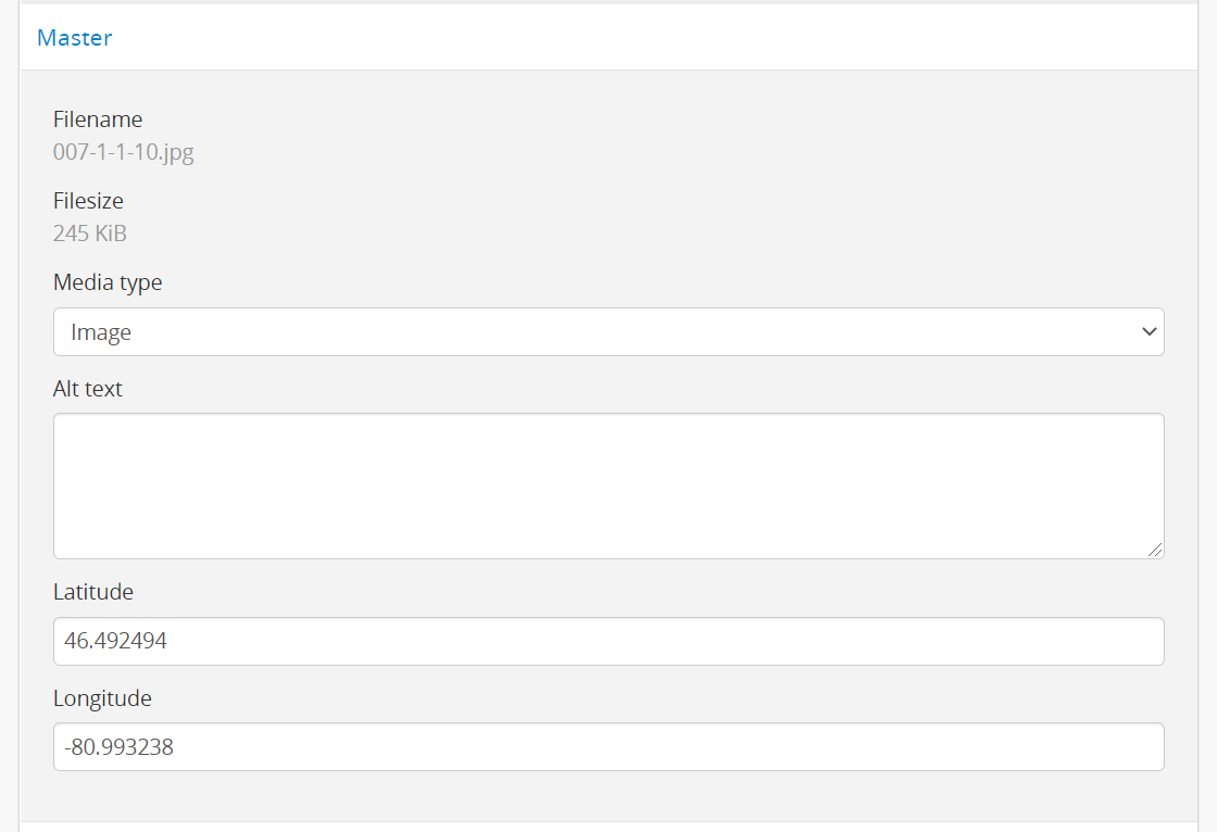 Adding latitute and longitude values to a digital object