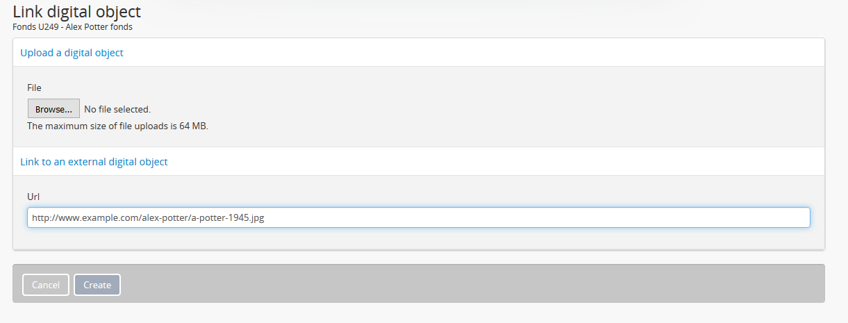 An example of linking to an external digital object